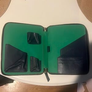 Mark and graham essential tech folio blue and green leather mark & graham